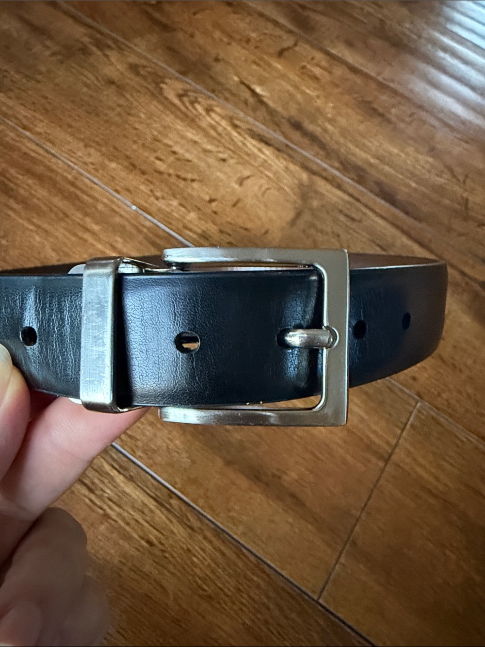 Izod Black Leather Belt with Silver Buckle